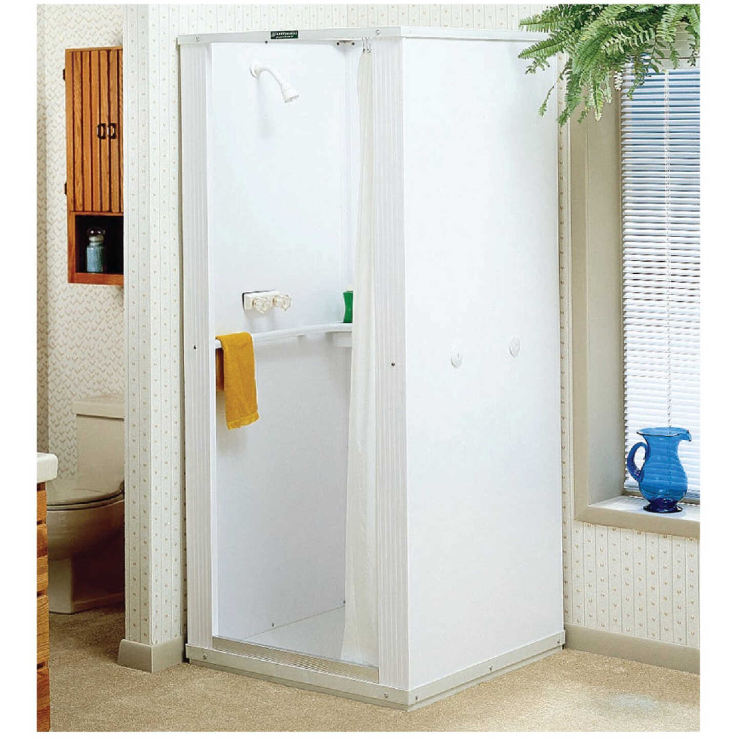 Mustee Durastall 32-5/8 In. x 32-5/8 In. x 75-3/8 In. White Co-polymer Plastic Shower Stall Image 1