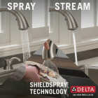 Delta Ashton Stainless Steel High-Arc Kitchen Faucet With Pull-Down ShieldSpray + Soap Dispenser Image 2