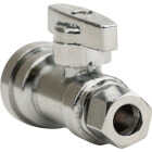 QuickFitting 1/2 In. Push-to-Connect x 3/8 In. O.D. Compression Chrome Plated Brass Quarter-Turn Straight Stop Valve Image 1