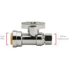 QuickFitting 1/2 In. Push-to-Connect x 3/8 In. O.D. Compression Chrome Plated Brass Quarter-Turn Straight Stop Valve Image 4