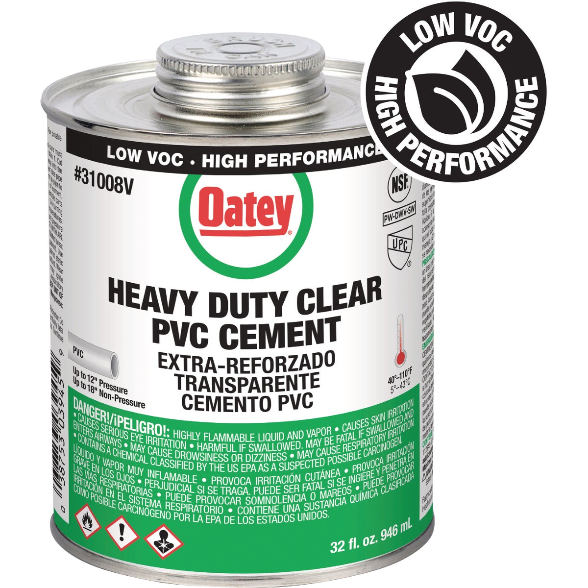 Oatey 32 Oz. Low Voc Heavy Bodied Heavy-Duty Clear PVC Cement