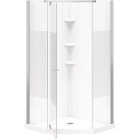 Maax Begonia Carbon 36 In. L x 36 In. D x 72 In. H Polystyrene Center Drain Shower Kit in White with Carbon Glass in Chrome Image 3