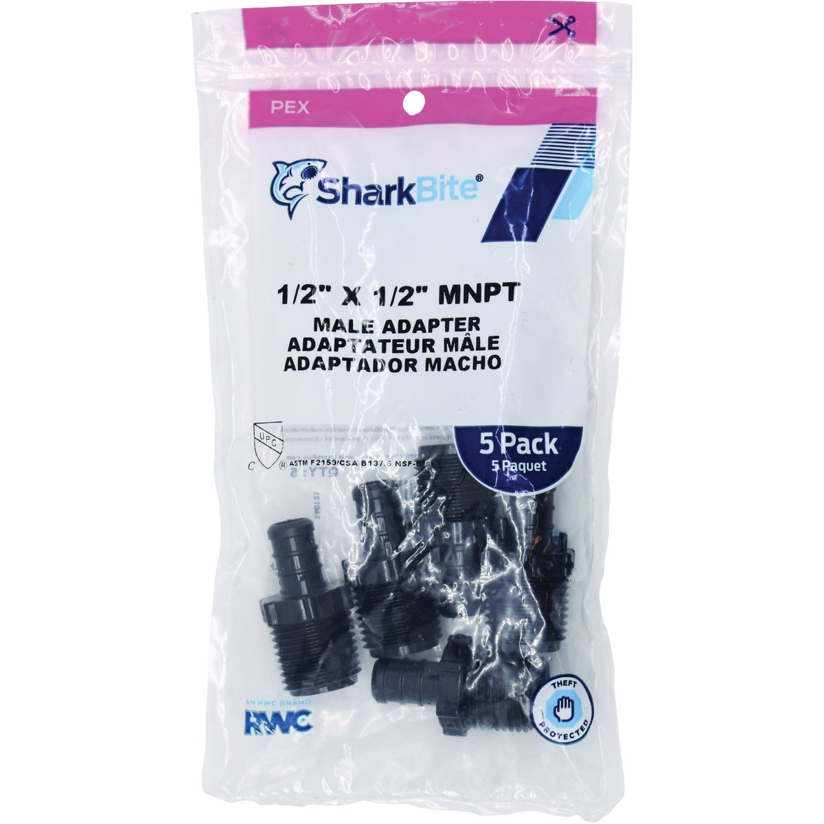 SharkBite 1/2 In. Barb x 1/2 In. MPT Poly-Alloy PEX Adapter (5-Pack) Image 2