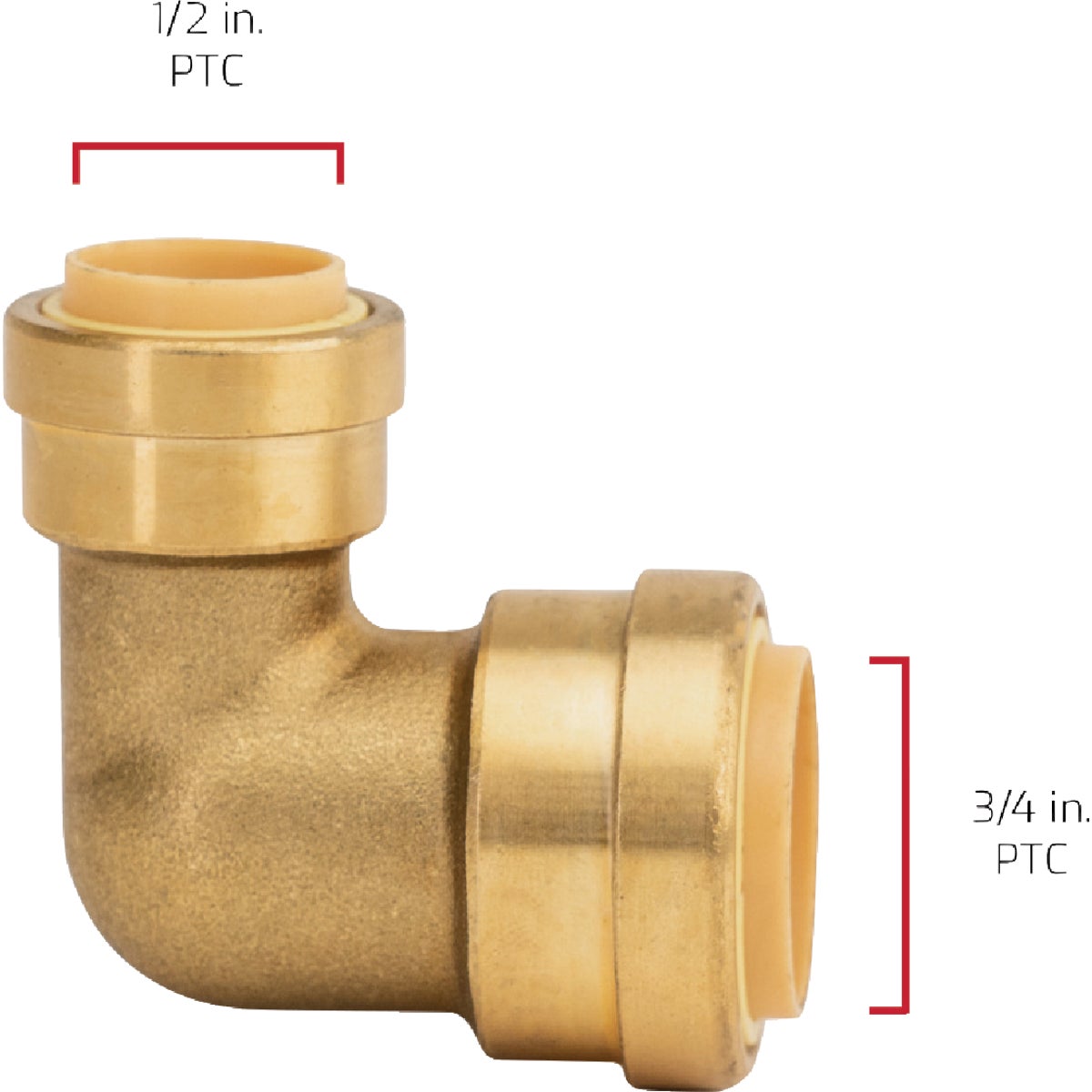 QuickFitting 3/4 In. x 1/2 In. Push-to-Connect Brass 90 Deg Reducing Elbow Image 5
