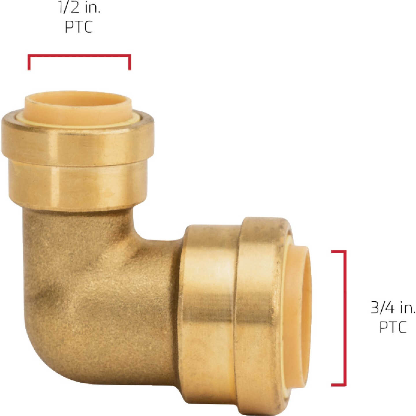 QuickFitting 3/4 In. x 1/2 In. Push-to-Connect Brass 90 Deg Reducing Elbow Image 5