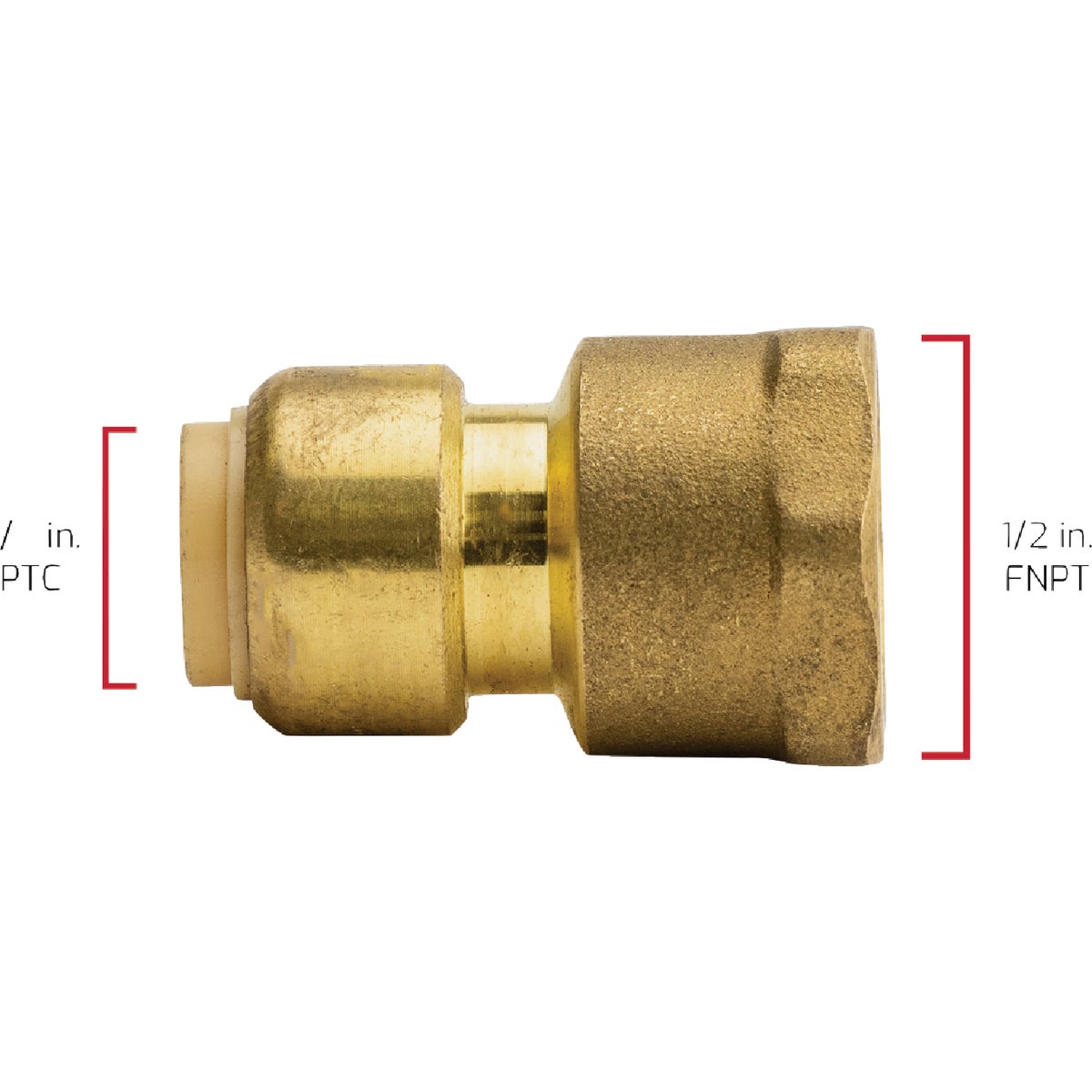 QuickFitting 3/8 In. Push-to-Connect x 1/2 In. FNPT Brass Reducing Female Adapter Image 5
