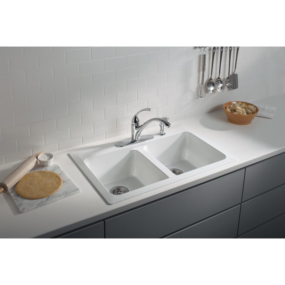 8" WHITE VIKRELL SINK Image 1