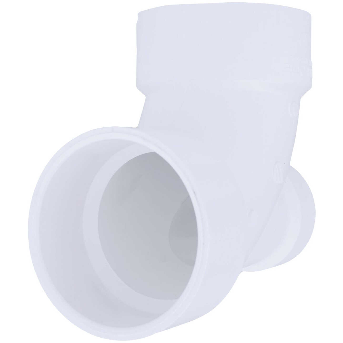 Charlotte Pipe 3 In. x 3 In. x 2 In. Schedule 40 90 Deg. Lowheel Inlet DWV PVC Elbow (1/4 Bend) Image 1