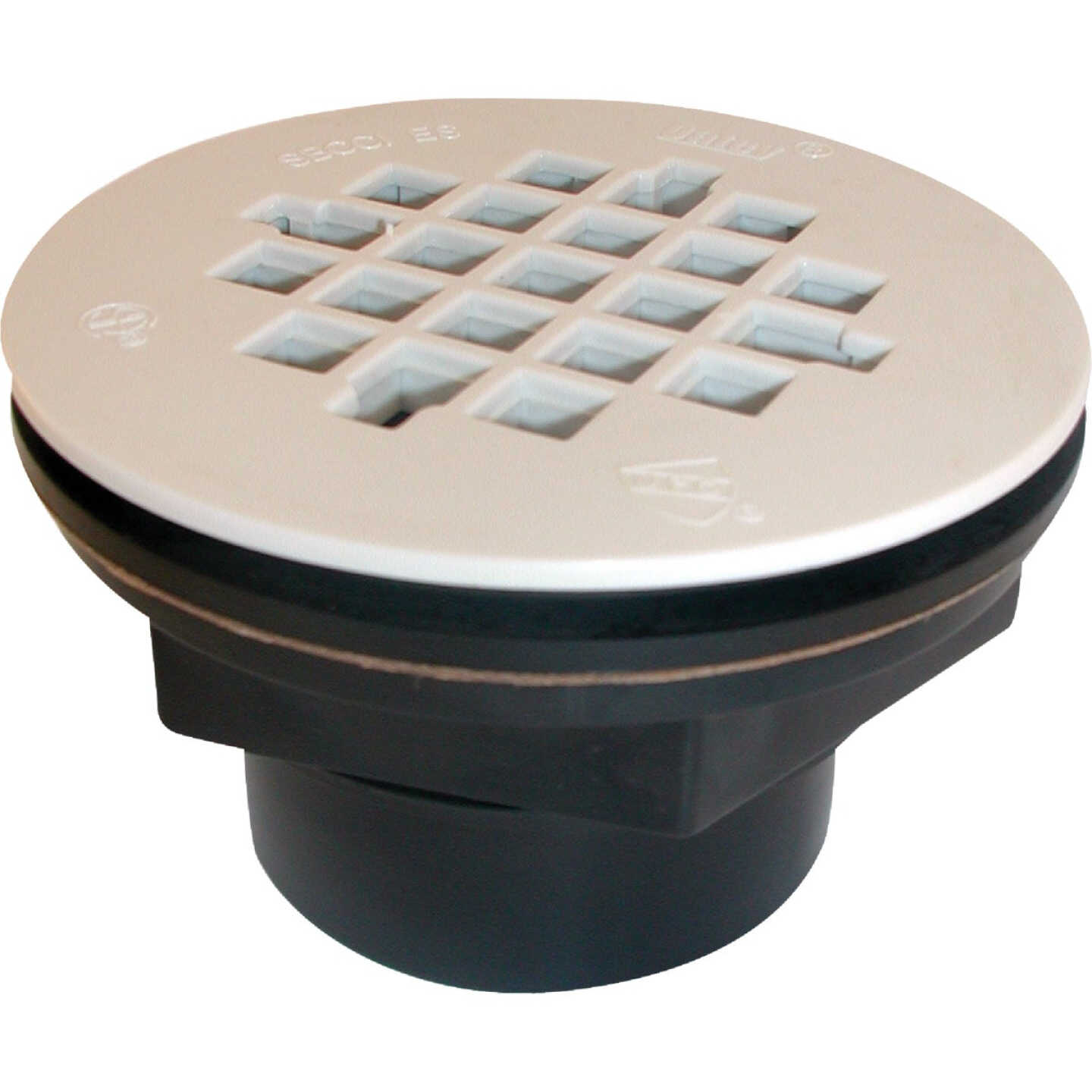 Oatey 101 PS Series 2 In. ABS Solvent Weld Shower Drain with Snap-In Plastic Strainer Image 1