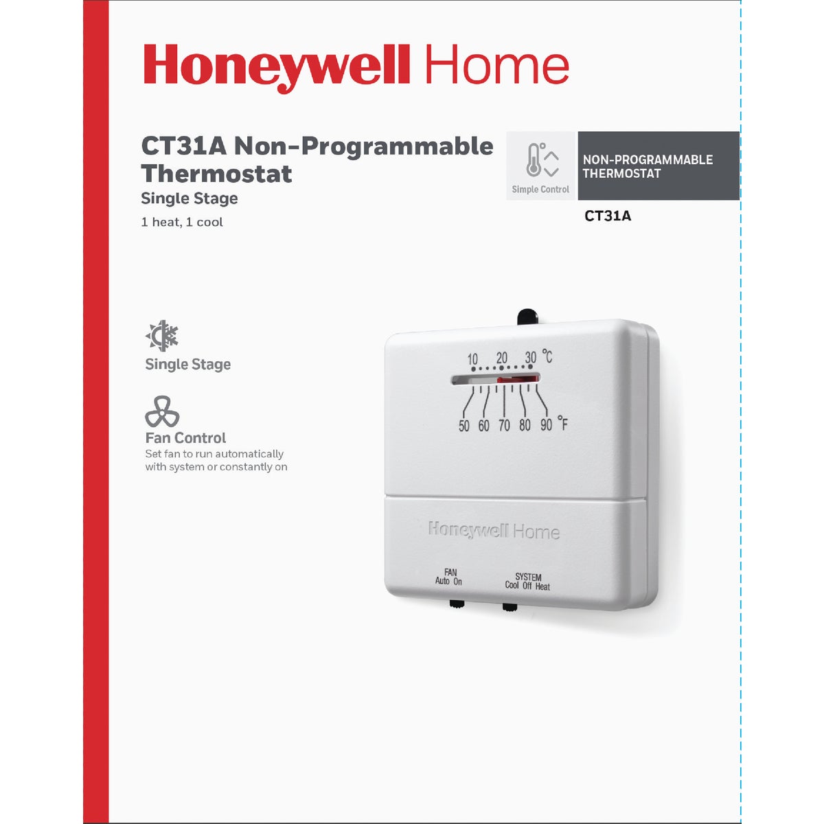 Honeywell Home Heat or Cool Mechanical Thermostat Image 2