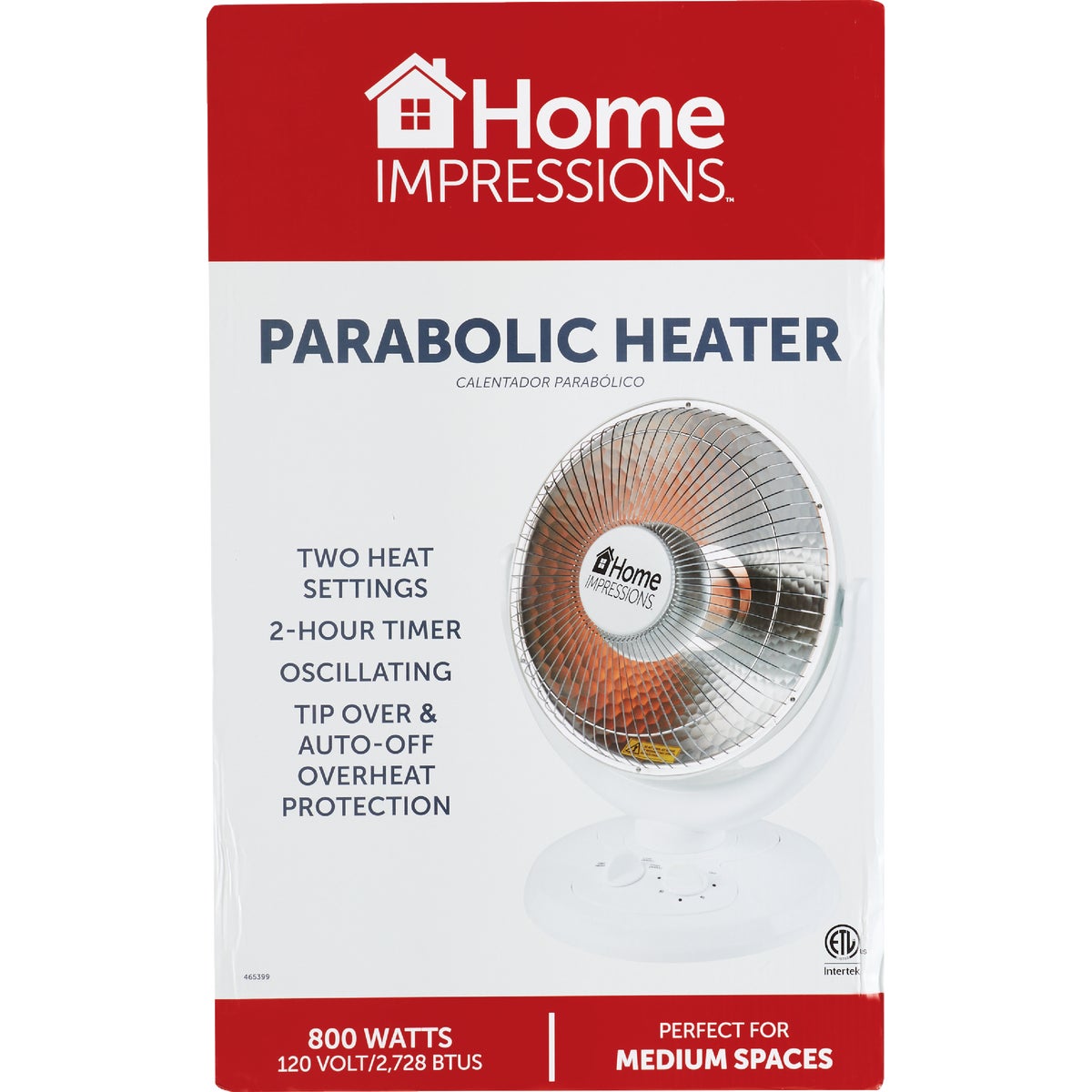 Home Impressions 800W Parabolic Electric Space Heater Image 2
