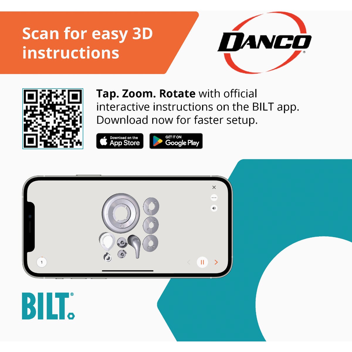 Danco Brushed Nickel Moen Tub & Shower Trim Kit, Brushed Nickel Image 2