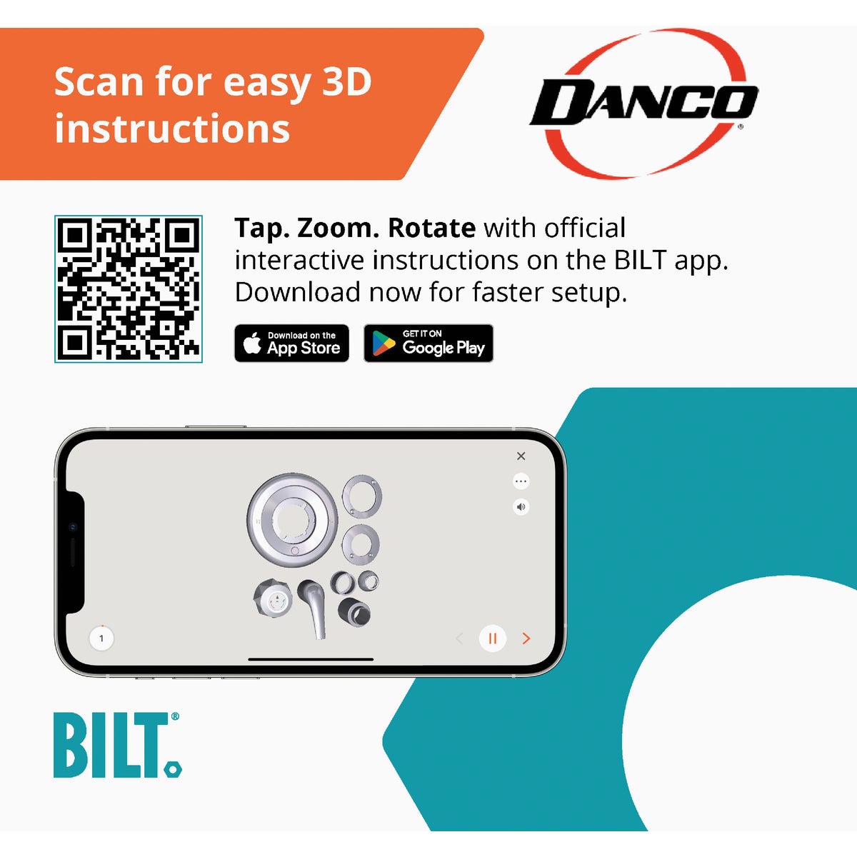 Danco Universal Delta Tub and Shower Trim Kit, Chrome Image 2