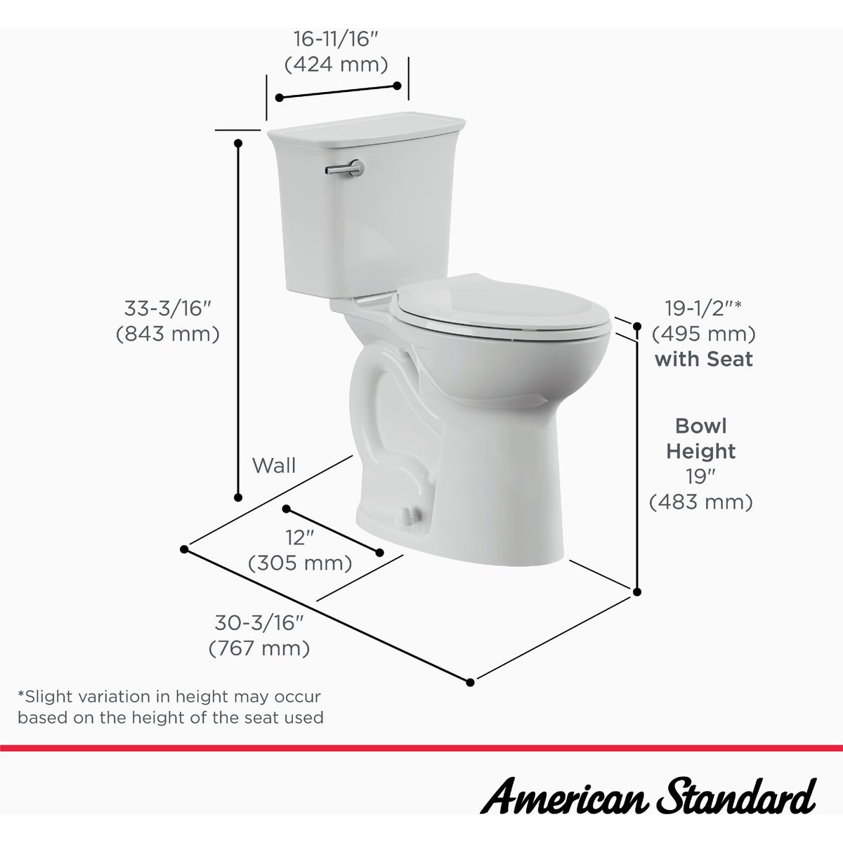 American Standard Elevation White Extra-Tall 19 In. Elongated Bowl 1.28 GPF Toilet-to-Go Image 5