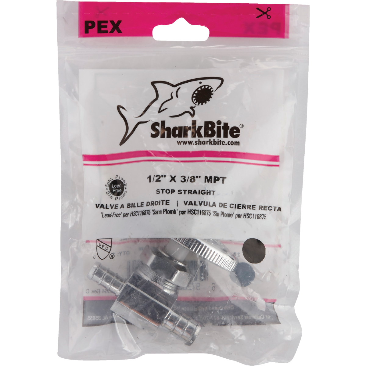 SharkBite 1/2 In. CF x 3/8 In. CF Multi-Turn Straight PEX Stop Valve Image 2