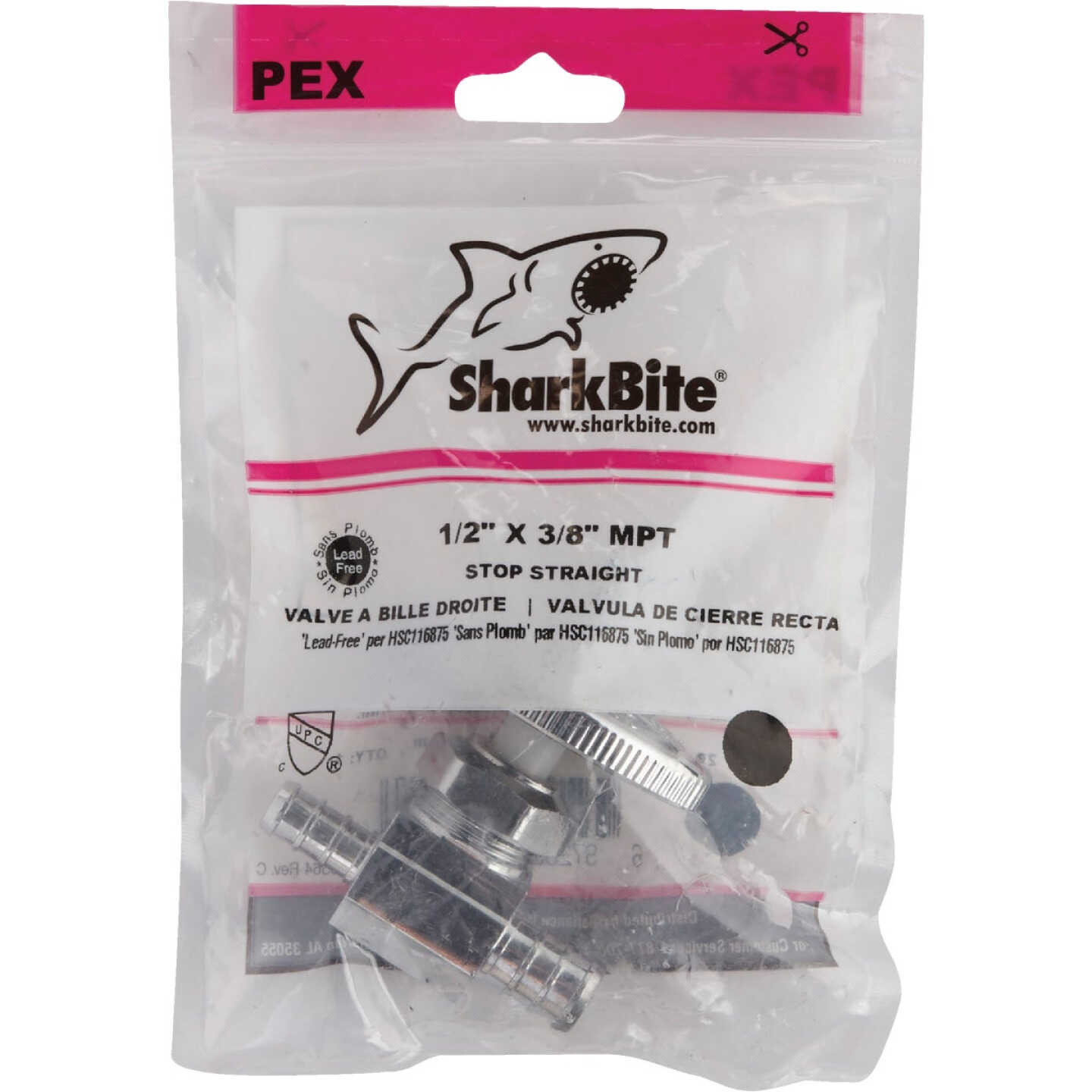SharkBite 1/2 In. CF x 3/8 In. CF Multi-Turn Straight PEX Stop Valve Image 2