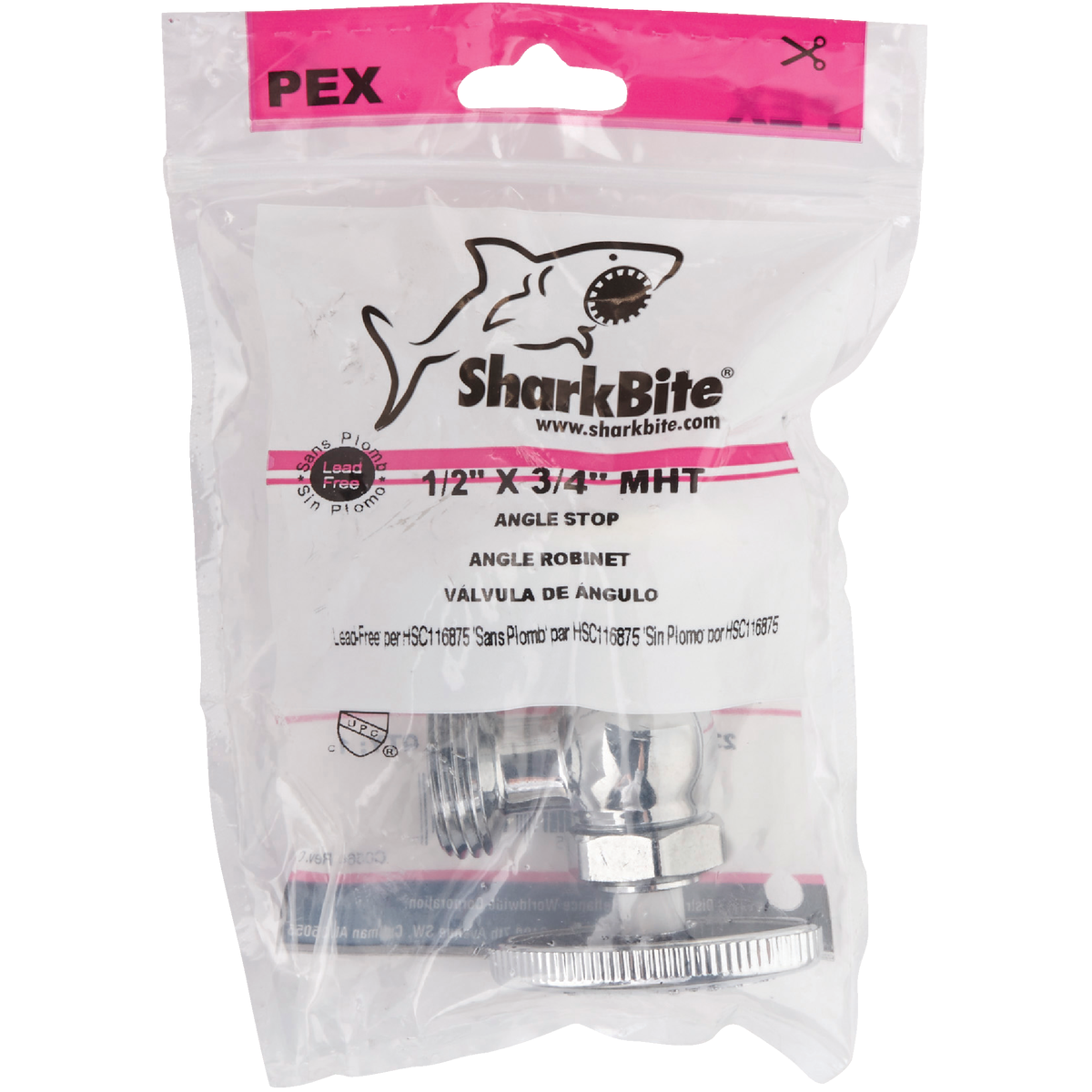 SharkBite 1/2 In. CFX x 3/4 In. MGH Angle Pex Stop Valve Image 2