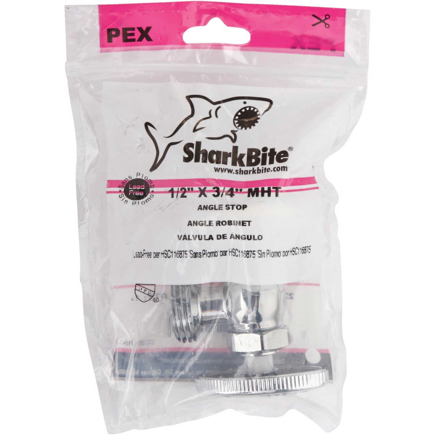 SharkBite 1/2 In. CFX x 3/4 In. MGH Angle Pex Stop Valve Image 2