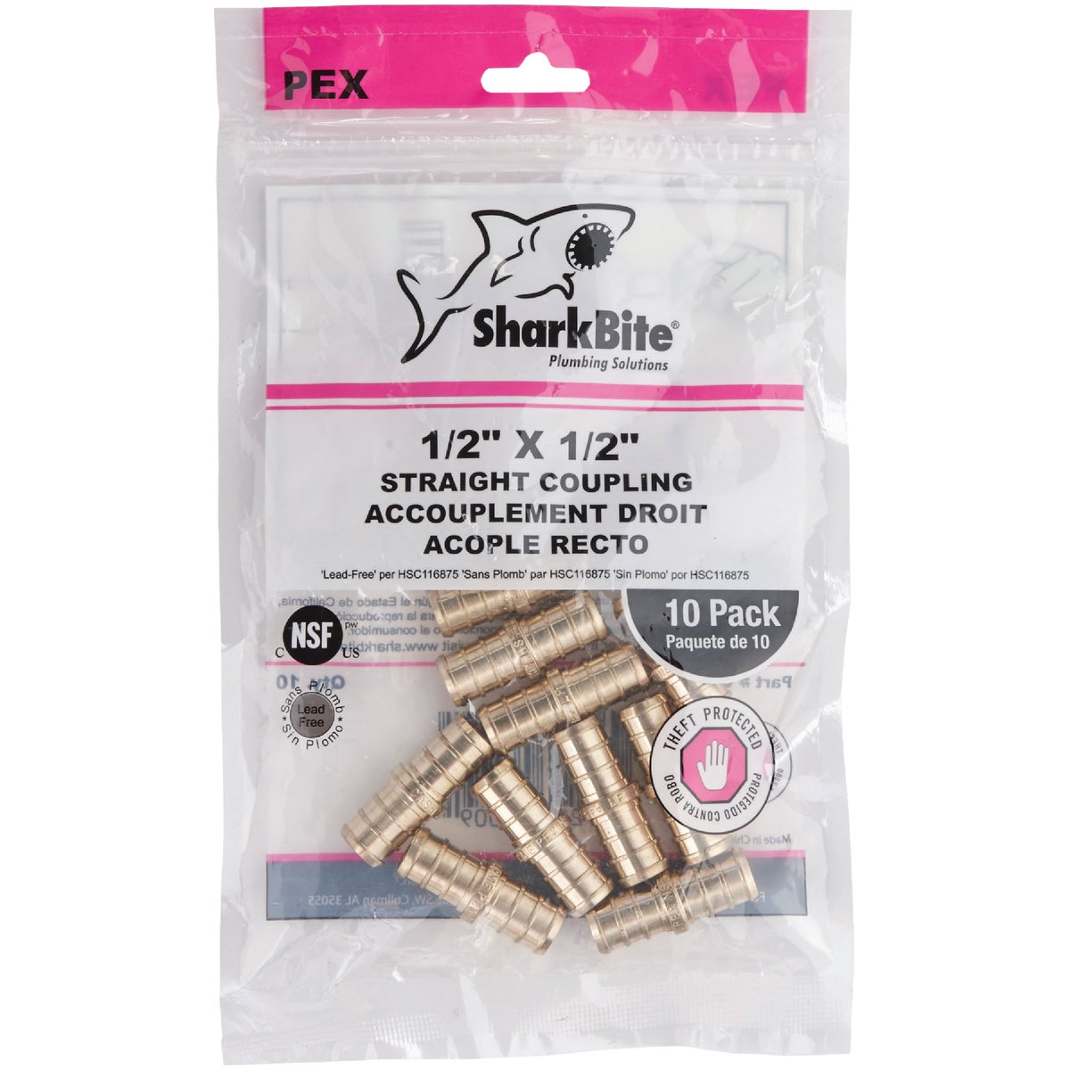 SharkBite Lead-Free Insert 1/2 In. Barb x 1/2 In. Barb Brass PEX Coupling (10-Pack) Image 2