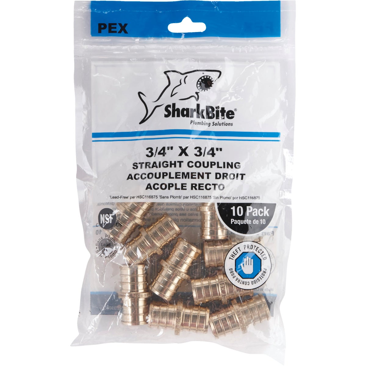 SharkBite Lead-Free Insert 3/4 In. Barb x 3/4 In. Barb Brass PEX Coupling Image 2