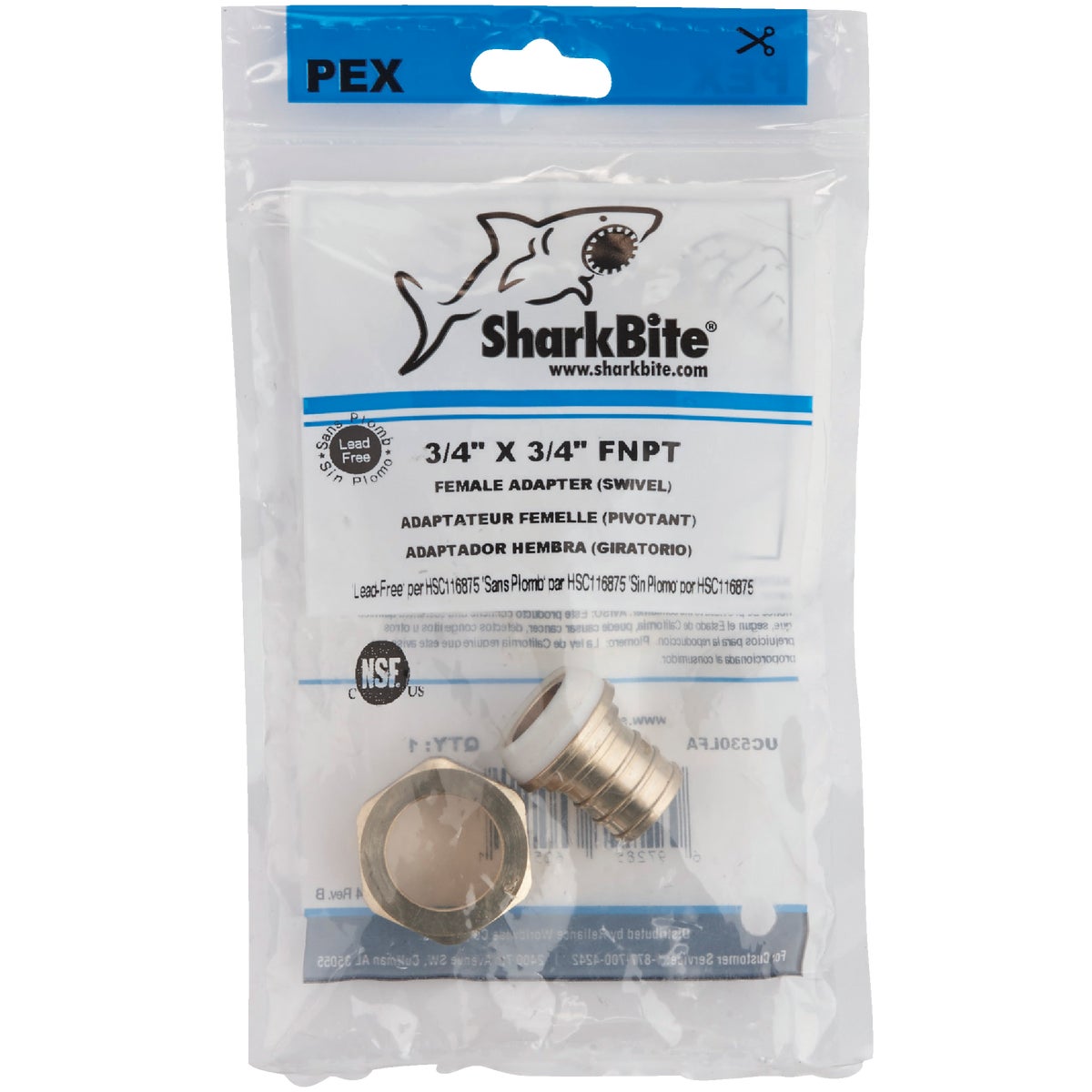 SharkBite 3/4 In. Barb x 3/4 In. FPT Brass PEX Adapter Image 2