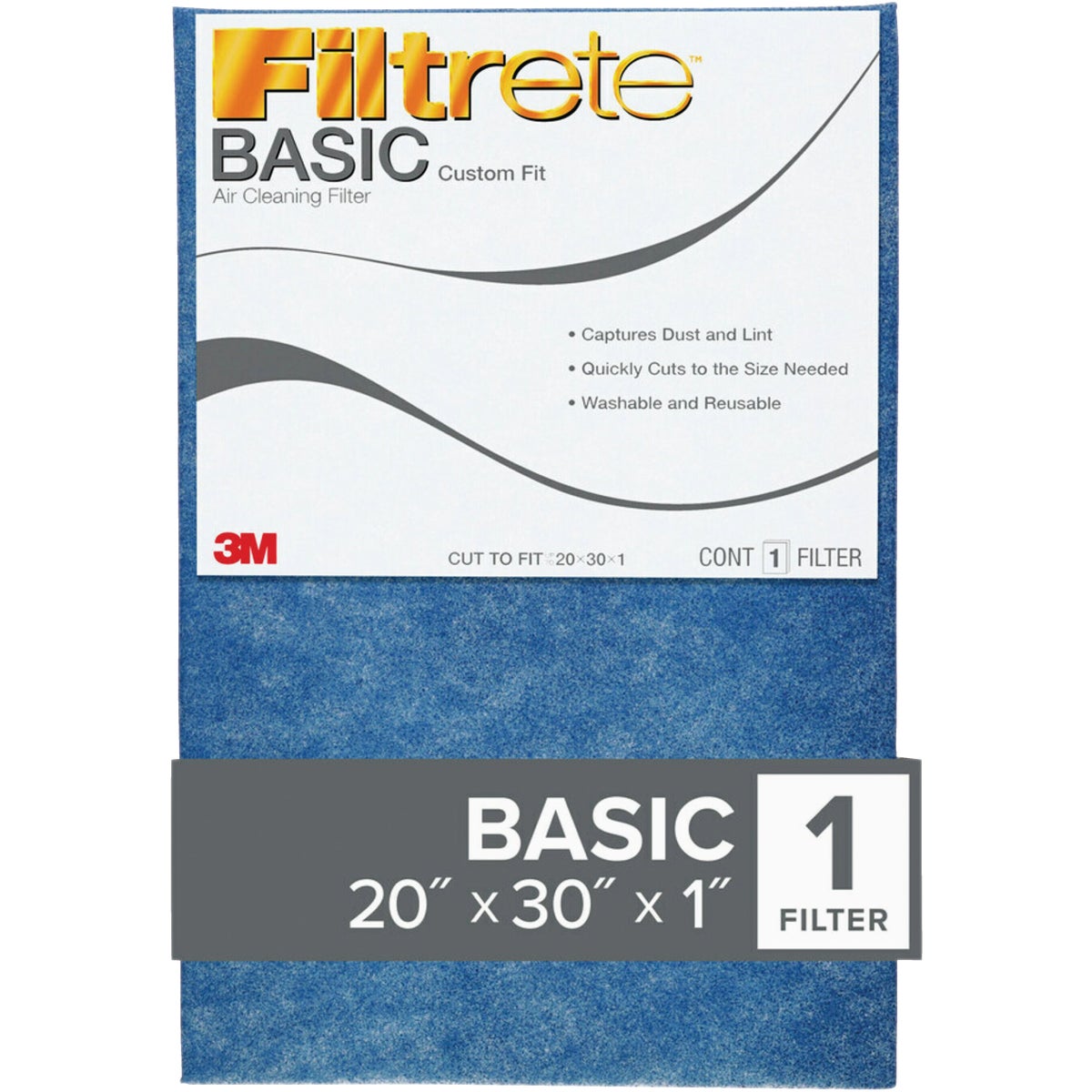 Filtrete 20 In. x 30 In. x 1 In. 100 MPR Basic Custom Fit Trimmable Air Filter