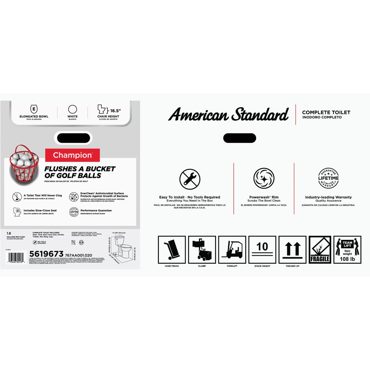 American Standard Champion 4 Right Height White Elongated Bowl 1.6 GPF Toilet Image 9