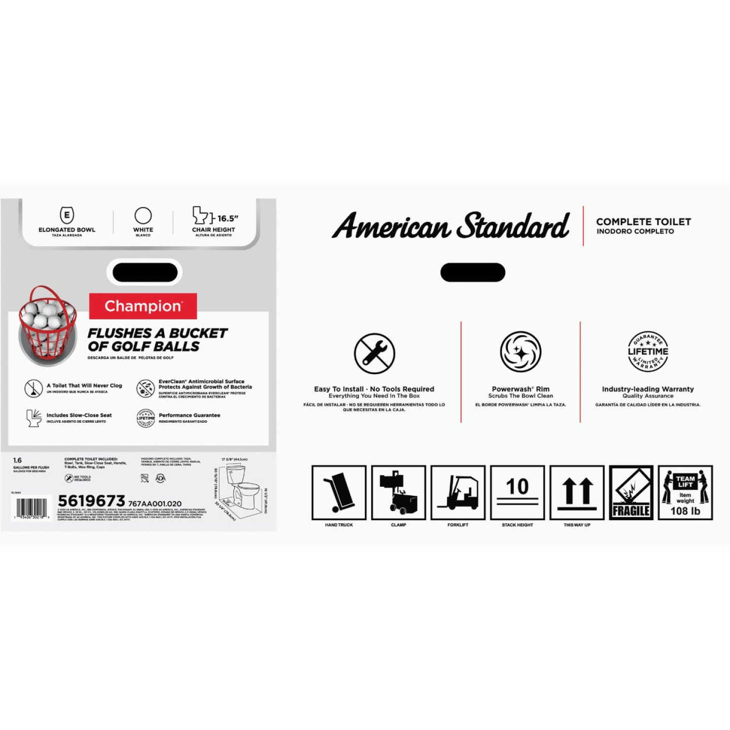 American Standard Champion 4 Right Height White Elongated Bowl 1.6 GPF Toilet Image 9