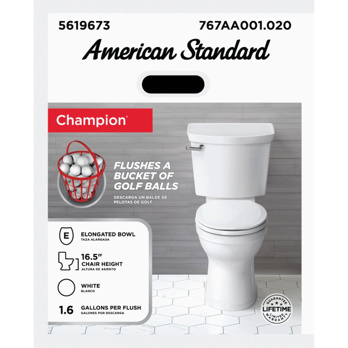 American Standard Champion 4 Right Height White Elongated Bowl 1.6 GPF Toilet Image 7