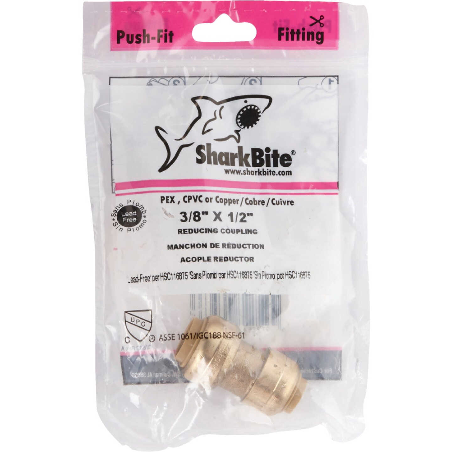 SharkBite 3/8 In. x 1/2 In. Push-to-Connect Brass Coupling Image 2