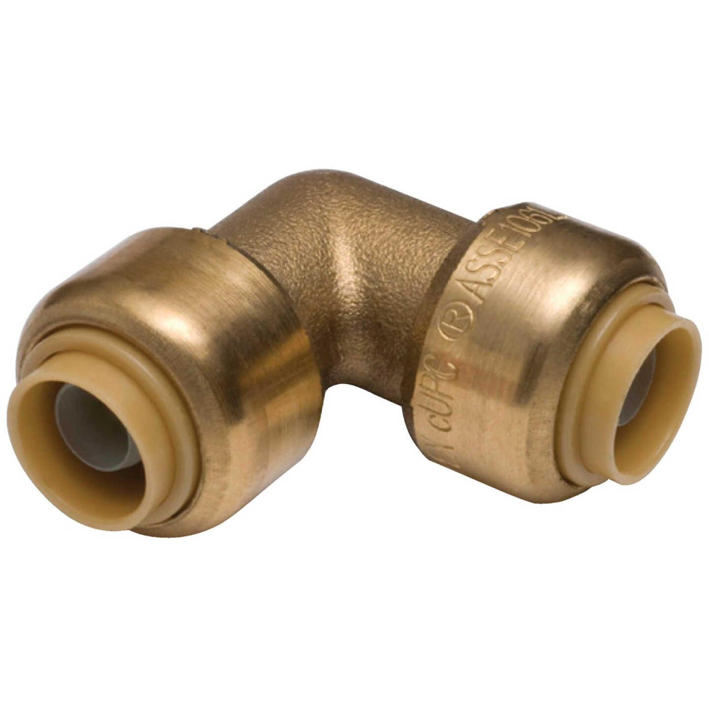 SharkBite 3/8 In. (1/2 In. OD) x 3/8 In. (1/2 In. OD) 90 Deg. Push-to-Connect Brass Elbow (1/4 Bend) Image 1