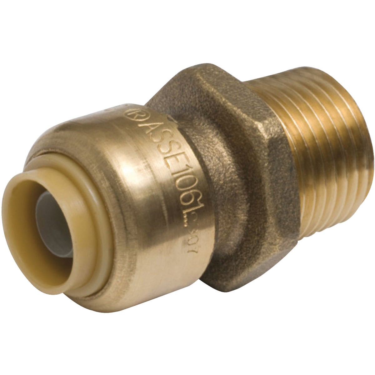 SharkBite 1/4 In. x 1/2 In. MNPT Reducing Brass Push-to-Connect Male Adapter Image 1