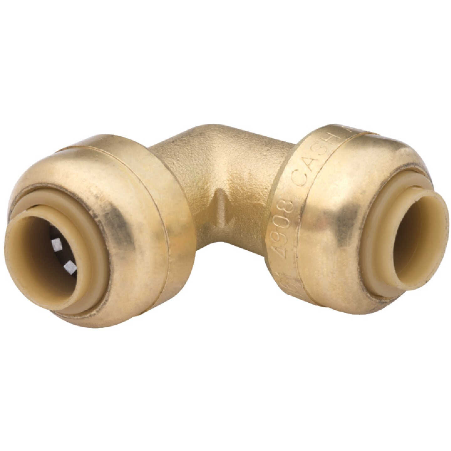SharkBite 1/4 In. (3/8 In. OD) x 1/4 In. (3/8 In. OD) 90 Deg. Push-to-Connect Brass Elbow (1/4 Bend) Image 1