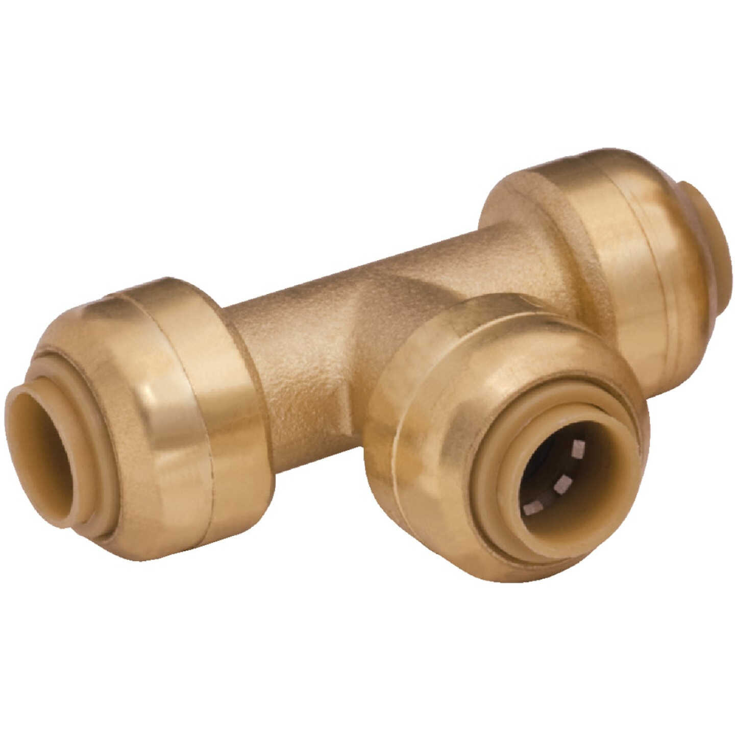 SharkBite 1/4 In. x 1/4 In. x 1/4 In. (3/8 In. OD) Brass Push-to-Connect Tee Image 1