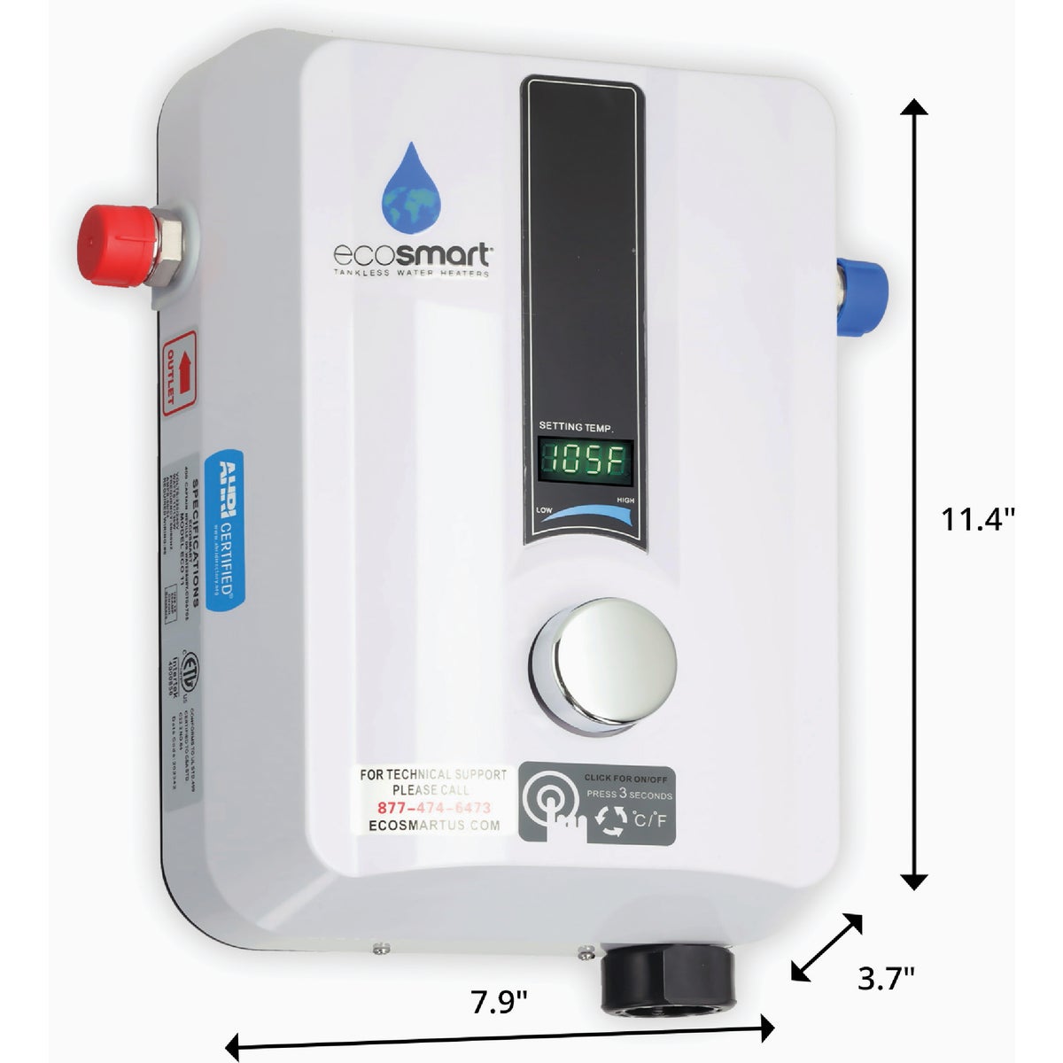 EcoSMART 220V 8.0kW Tankless Electric Water Heater Image 2