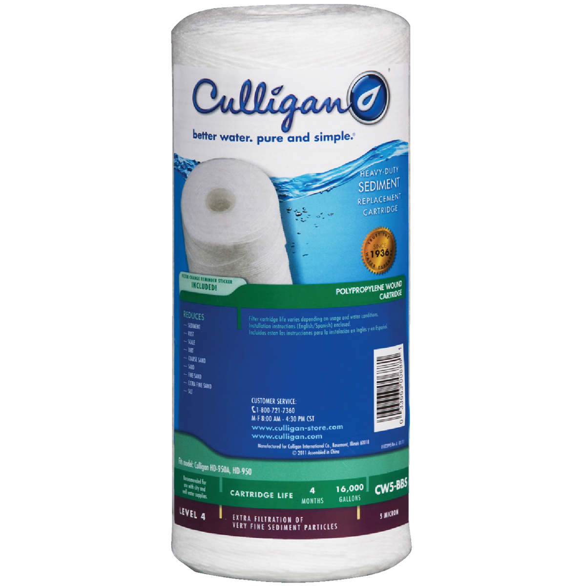 CW5-BBS Culligan Heavy Duty Whole House Water Filter Cartridge