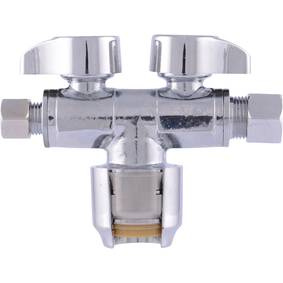 SharkBite 1/2 In. Push to Connect x 3/8 In. O.D. Compression x 1/4 In. O.D. Compression Dual Stop Valve Image 2