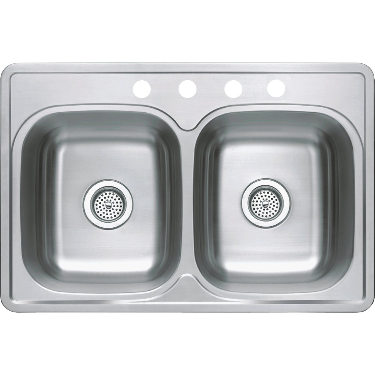 Compass Manufacturing 33 In. x 22 In. x 6 In. Double Bowl Stainless Steel Top Mount Kitchen Sink Image 1