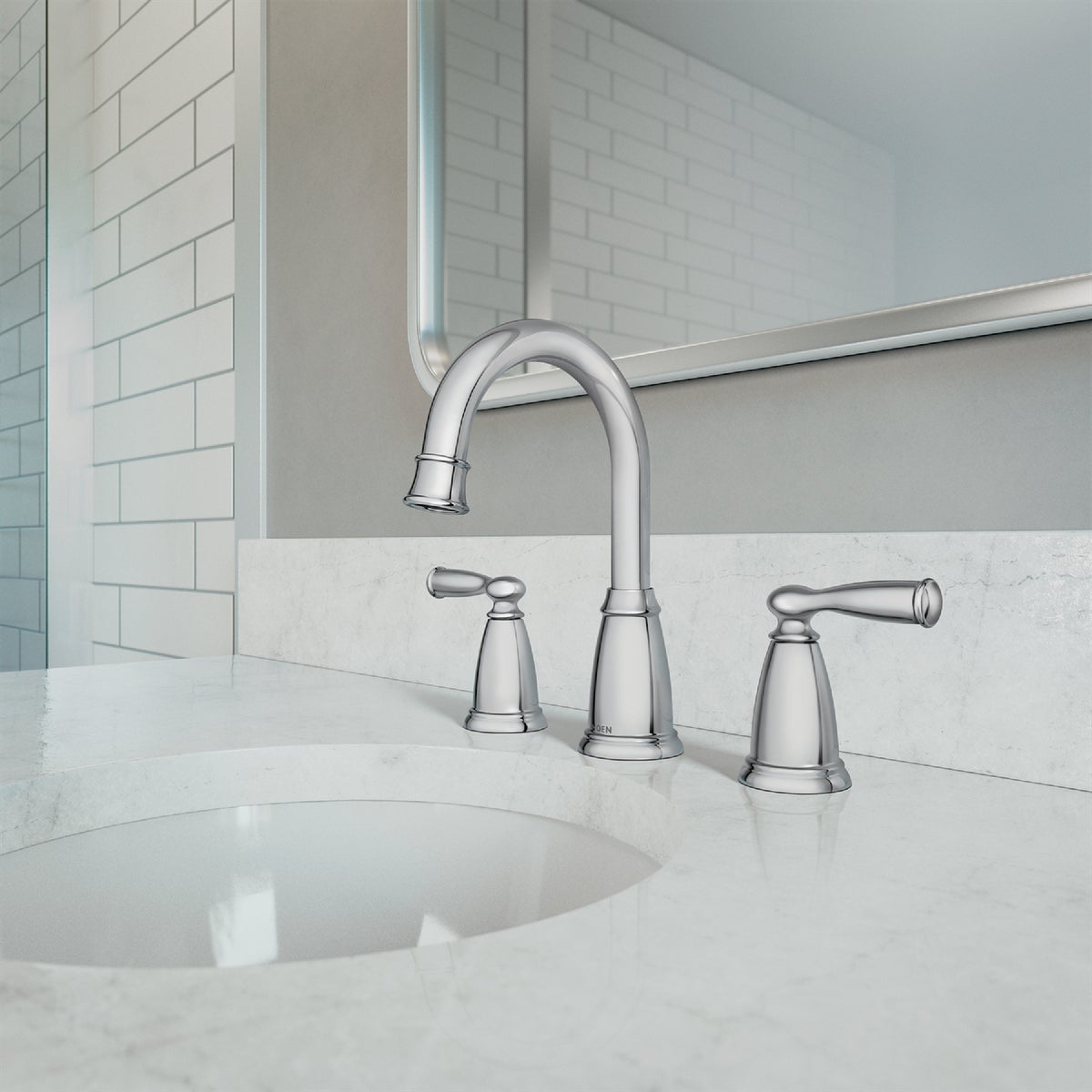 Moen Banbury 2-Handle Lever Widespread Bathroom Faucet, Chrome Image 2