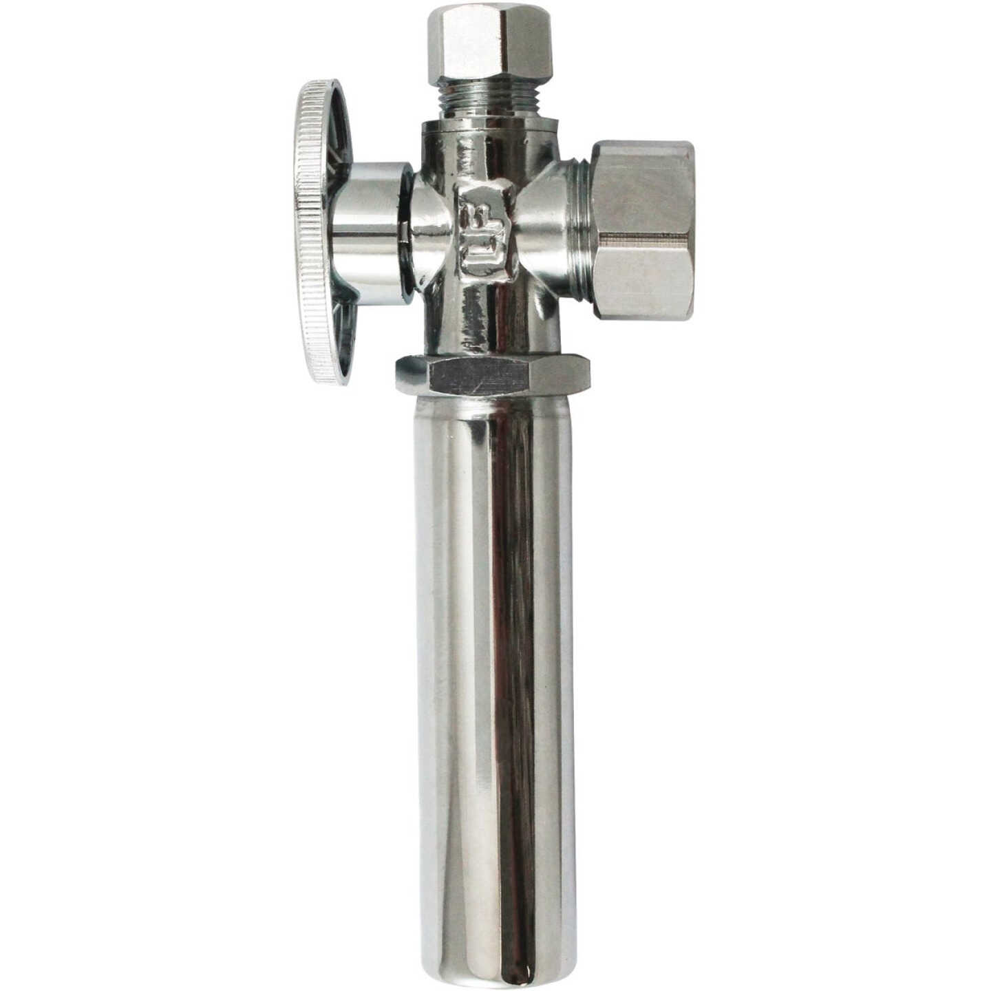 Keeney 5/8" OD x 3/8" OD Chrome-Plated Brass Quarter Turn Angle Valve with Water Hammer Arrestor Image 1