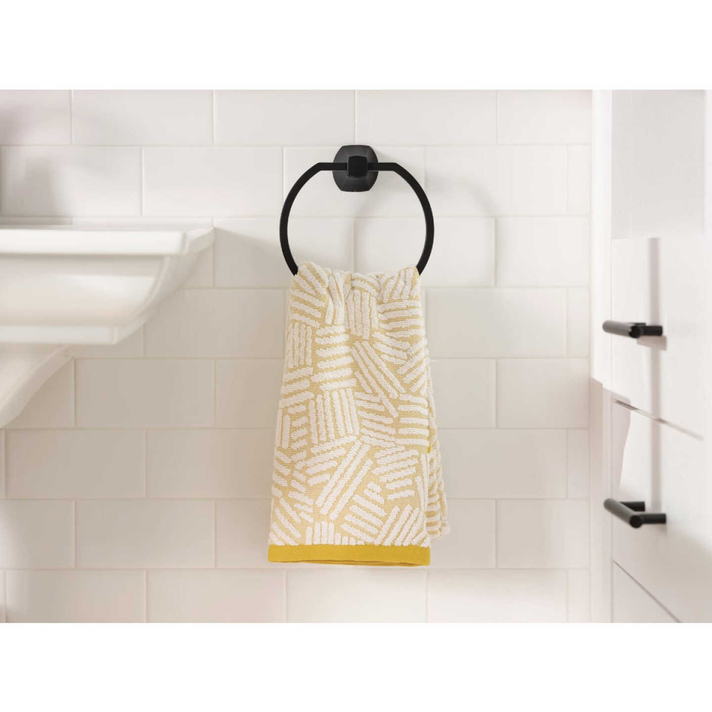 Moen Lindor Towel Ring, Matte Black Image 2