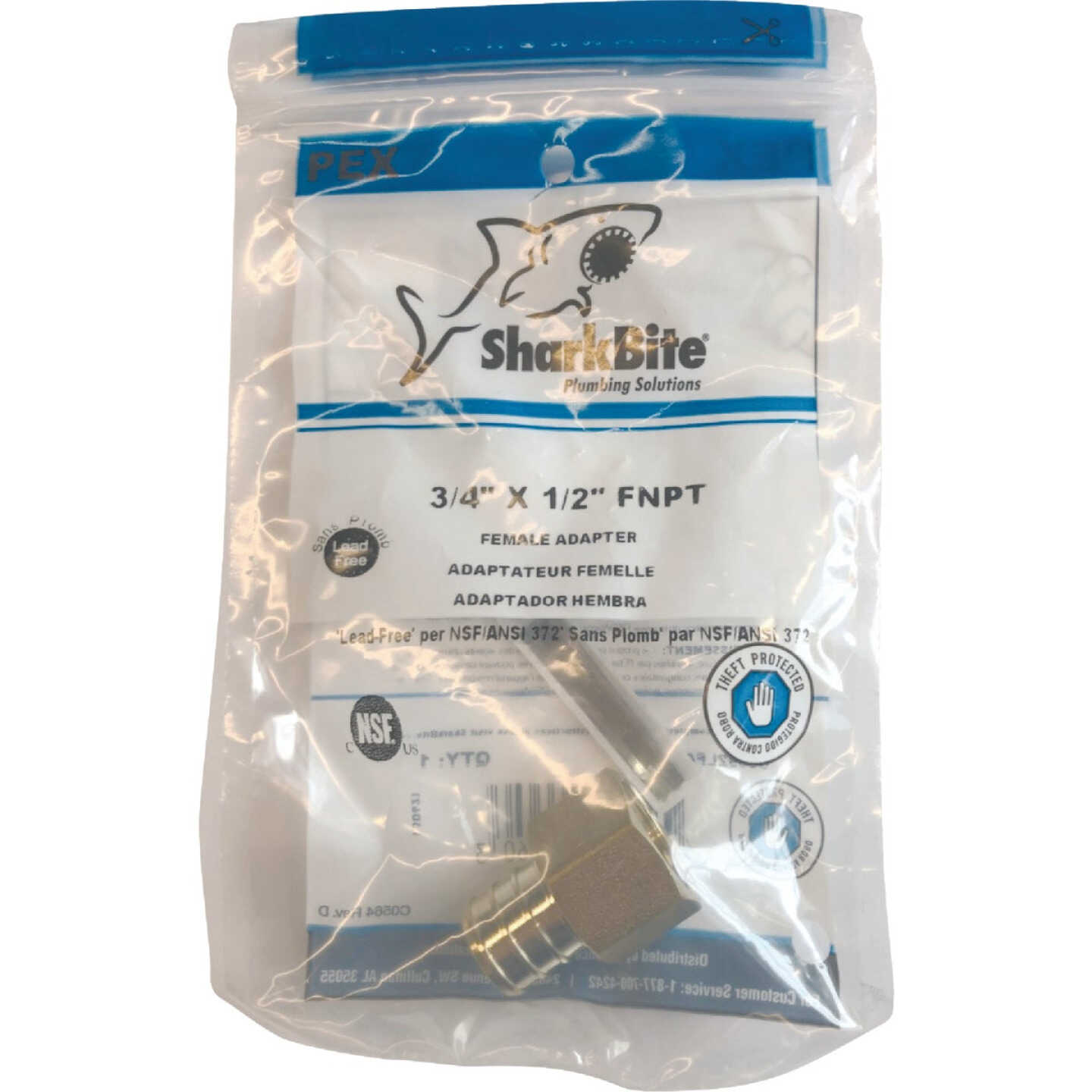 SharkBite 3/4 In. Barb x 1/2 In. FIP Brass PEX Adapter Image 2