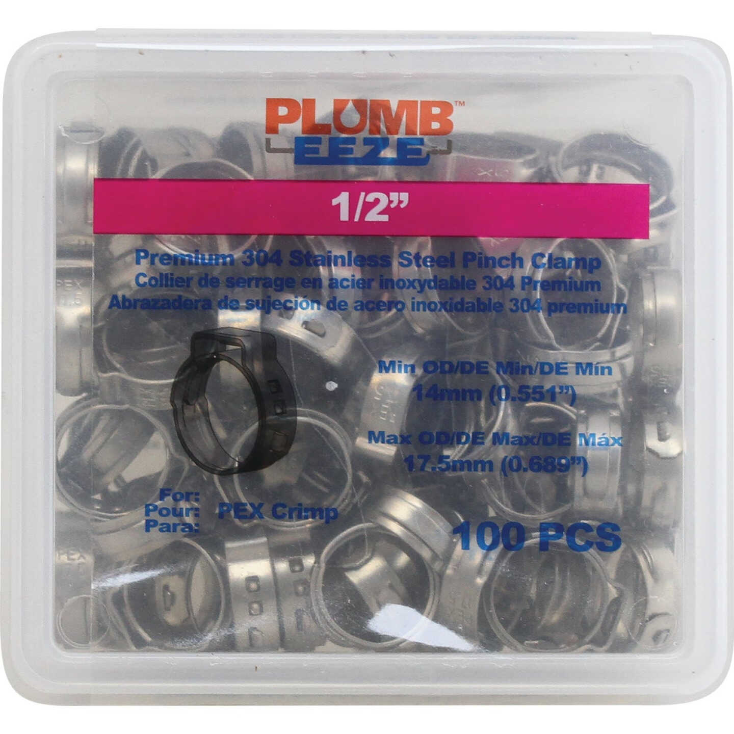 Plumbeeze 1/2 In. Stainless Steel PEX Pinch Clamp (100-Pack) Image 2