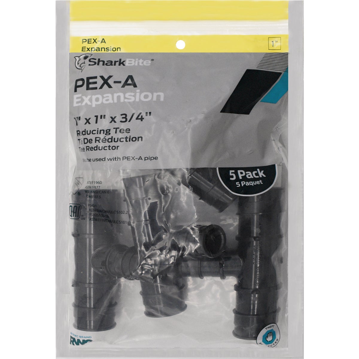 SharkBite 1 In. x 1 In. x 3/4 In. Poly Reducing PEX-A Tee (5-Pack) Image 2