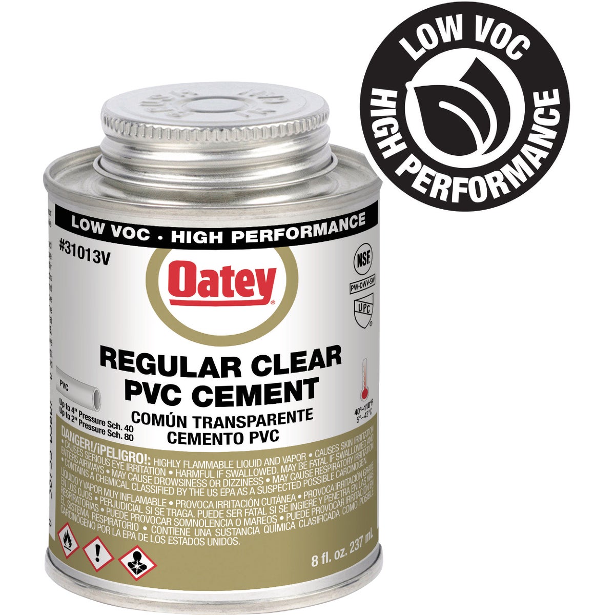 Oatey 8 Oz. Low Voc Regular Bodied Clear PVC Cement