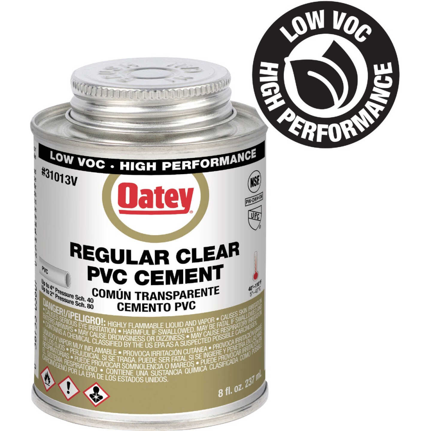 Oatey 8 Oz. Low Voc Regular Bodied Clear PVC Cement Image 1