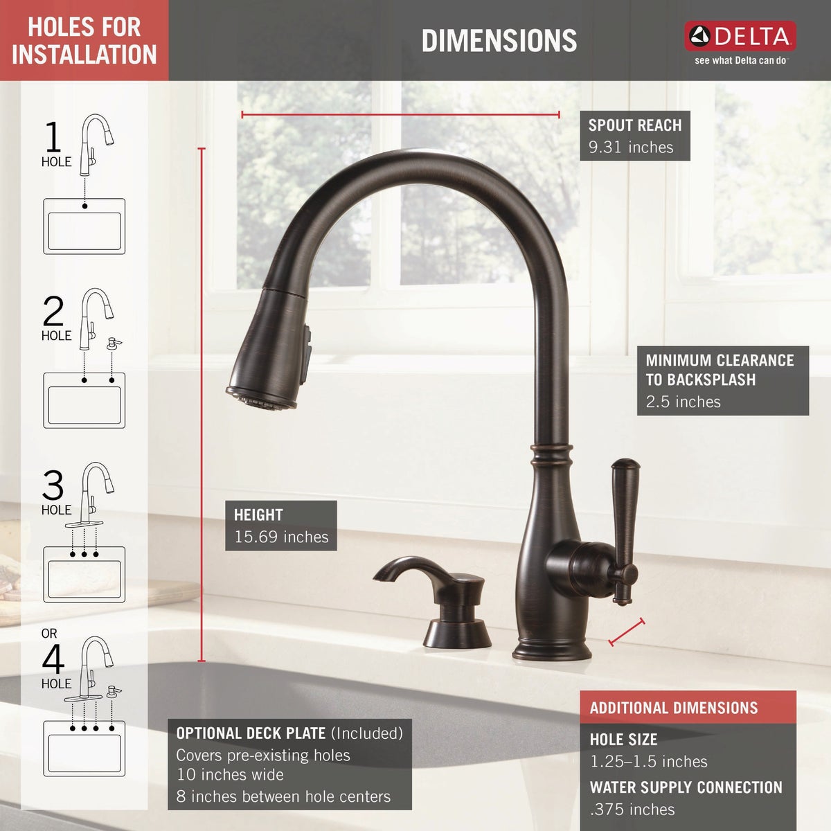 Delta Charmaine Venetian Bronze Single-Handle High-Arc Kitchen Faucet Image 3