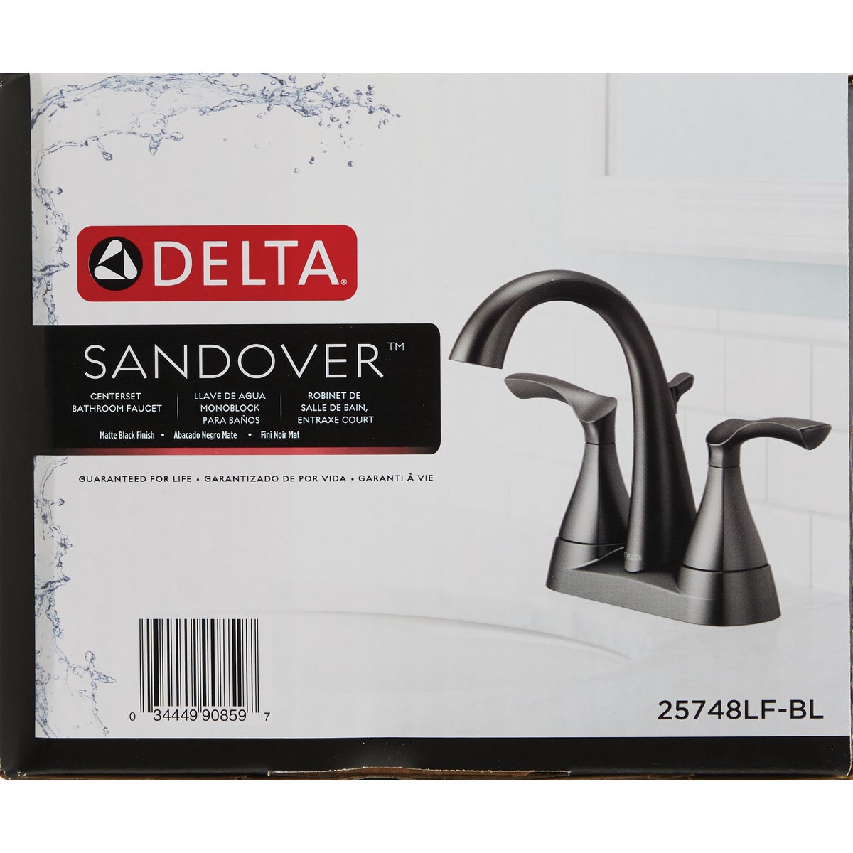 Delta Sandover Matte Black 2-Handle Lever 4 In. Centerset Bathroom Faucet with Pop-Up Image 4