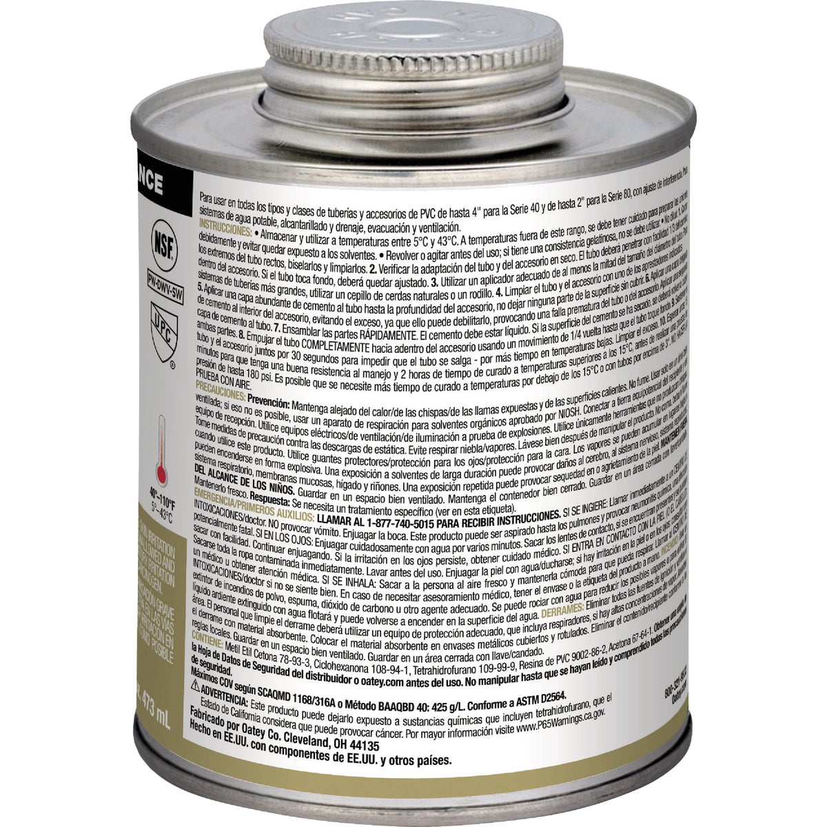 Oatey 16 Oz. Low Voc Regular Bodied Clear PVC Cement Image 2