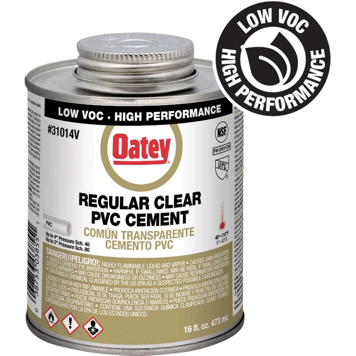 Oatey 16 Oz. Low Voc Regular Bodied Clear PVC Cement Image 1